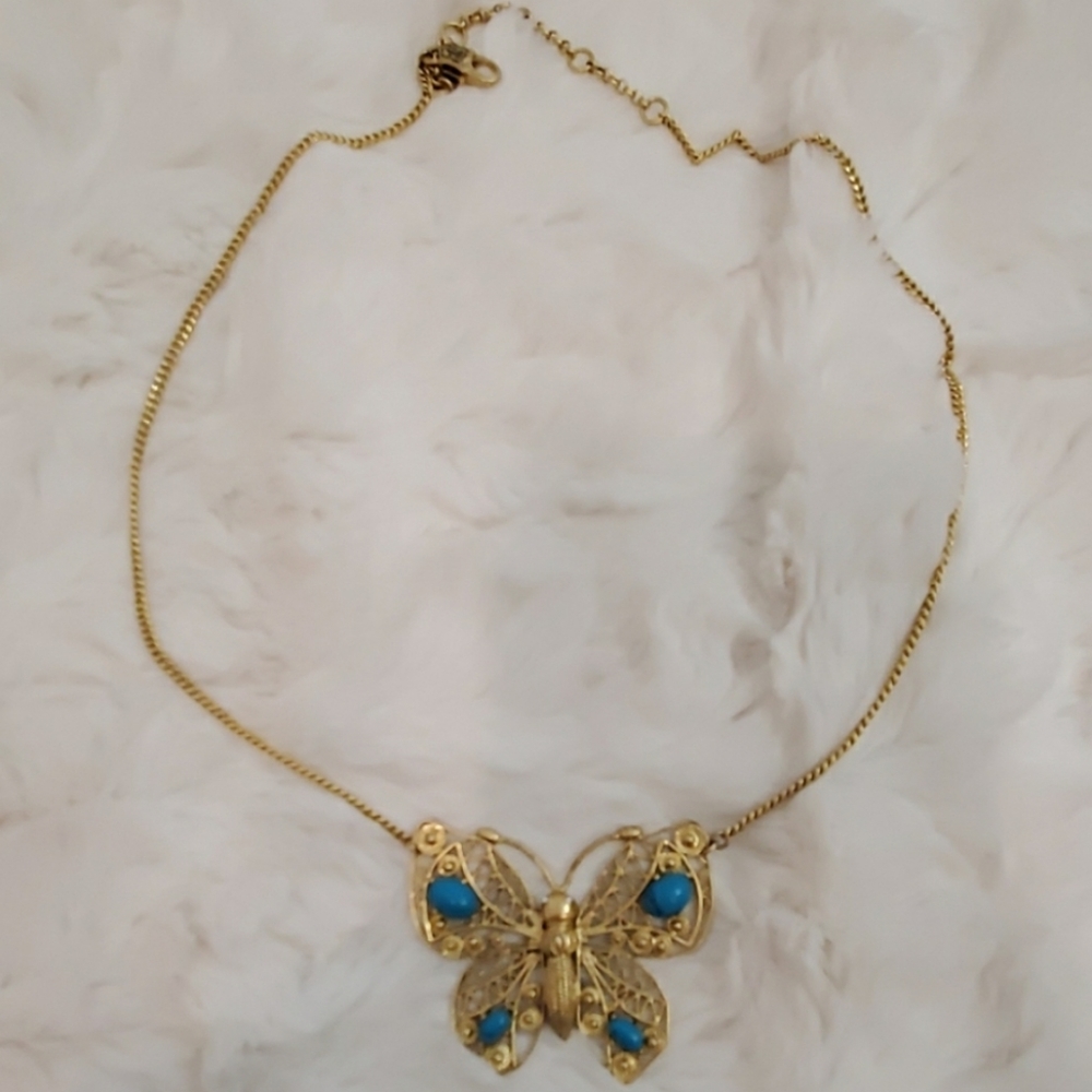 Juicy Couture Gold & Turquoise Butterfly Necklace